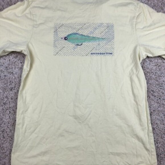 Southern Tide Yellow Pocket T-Shirt Sz Small S Frat Preppy Fishing Flipjack - Picture 7 of 9